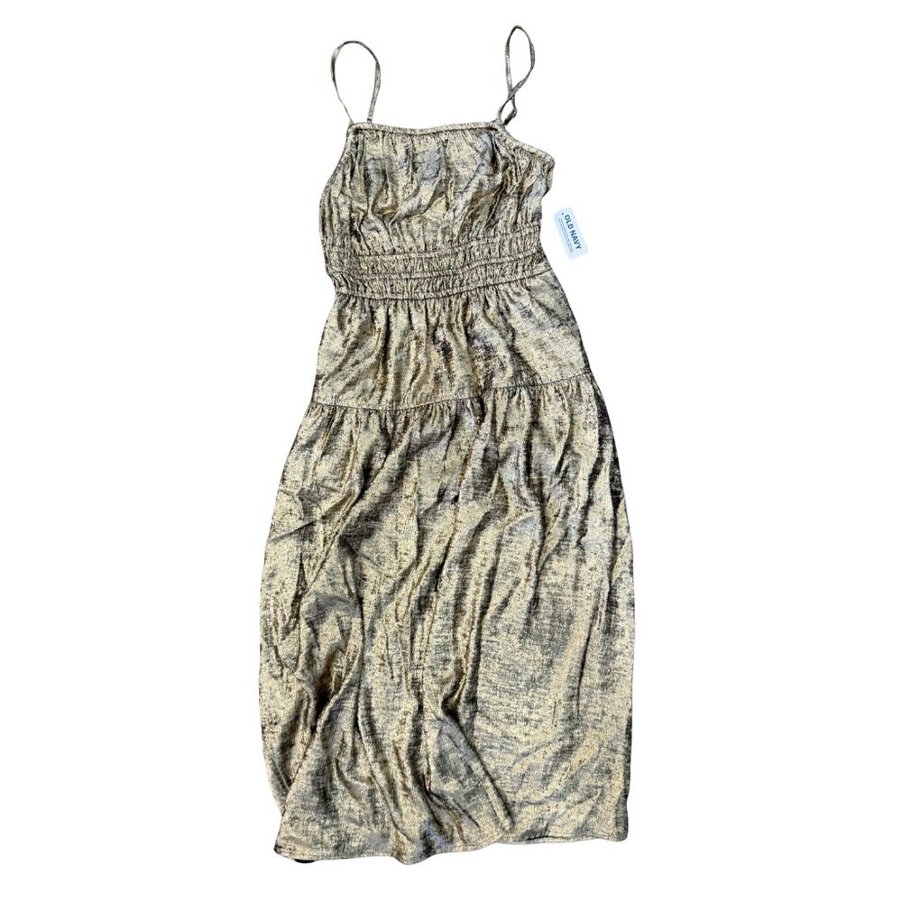 NWT Old Navy Gold Foil Midi Dress | Size XS